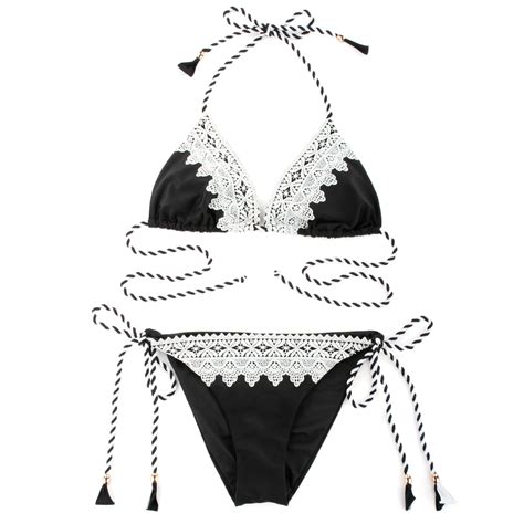 bikini spitze schwarz|Schwarze Bademode Spitze online .